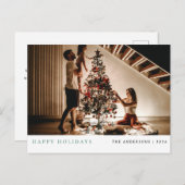 エレガントミニマルクリスマス | ファミリーモダンポートレート シーズンポストカード (正面/裏面)