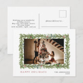 エレガントミニマルクリスマス | ファミリーモダンポートレート シーズンポストカード (正面/裏面)