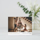 エレガントミニマルクリスマス | ファミリーモダンポートレート シーズンポストカード (スタンド正面)