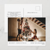 エレガントミニマルクリスマス | ファミリーモダンポートレート シーズンポストカード (正面/裏面)