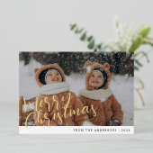エレガントミニマルクリスマス | ファミリーモダンポートレート 箔シーズンカード (立ち正面)