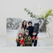 エレガントミニマルクリスマス | ファミリーモダンポートレート 箔シーズンカード (立ち正面)