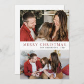 エレガントミニマルクリスマス | 家族モダン2枚の写真 シーズンカード (正面/裏面)