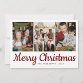 エレガントミニマルクリスマス | 家族モダン3枚の写真 シーズンカード (正面)