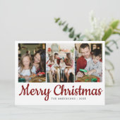 エレガントミニマルクリスマス | 家族モダン3枚の写真 シーズンカード (スタンド正面)