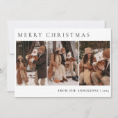 エレガントミニマルクリスマス | 家族モダン3枚の写真 シーズンカード (正面)