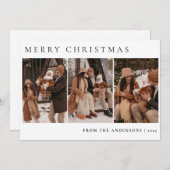 エレガントミニマルクリスマス | 家族モダン3枚の写真 シーズンカード (正面/裏面)