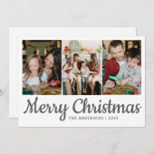 エレガントミニマルクリスマス | 家族モダン3枚の写真 シーズンカード (正面/裏面)