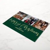 エレガントミニマルクリスマス | 家族モダン3枚の写真 箔シーズンカード (回転した状態)