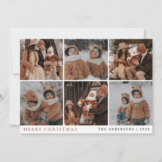 エレガントミニマルクリスマス | 家族モダン6枚の写真 シーズンカード (正面)