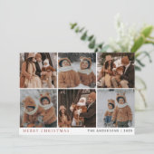 エレガントミニマルクリスマス | 家族モダン6枚の写真 シーズンカード (スタンド正面)
