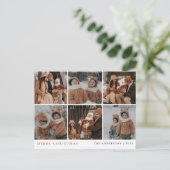 エレガントミニマルクリスマス | 家族モダン6枚の写真 シーズンポストカード (スタンド正面)