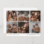 エレガントミニマルクリスマス | 家族モダン6枚の写真 シーズンポストカード (正面/裏面)