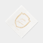エレガントミニマルクレストカップル名結婚前&日付 箔ナプキン (右)
