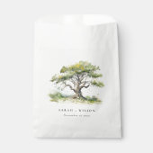 エレガントミニマルグリーンウォーター色オーク結婚ツリー フェイバーバッグ (正面)