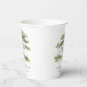 エレガントミニマルグリーンウォーター色オーク結婚ツリー 紙コップ (左)