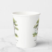 エレガントミニマルグリーンウォーター色オーク結婚ツリー 紙コップ (右)