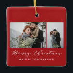 エレガントミニマルコラージュ セラミックオーナメント<br><div class="desc">美しい写真数々ののクリスマス装飾。スクリプエレガントトミニマル文字付き素晴らしデザイン。</div>