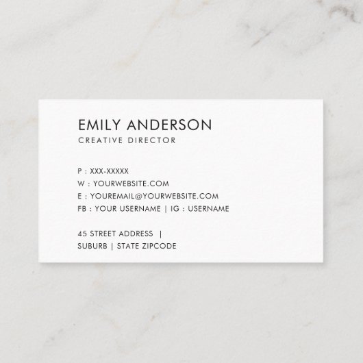 エレガントミニマルシンプルモダンテラコッタラスト 名刺 (裏面)