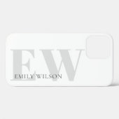 エレガントミニマルシンプル白グレーのモノグラム名 Case-Mate iPhoneケース (裏面 (横))