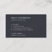 エレガントミニマルシンプル白モダン海軍赤面 名刺 (裏面)