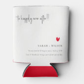 エレガントミニマルシンプル赤いハート結婚スクリプト 缶クーラー (正面)