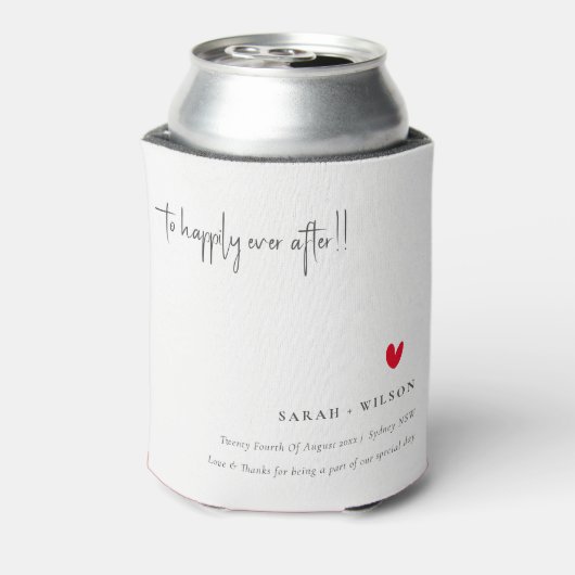 エレガントミニマルシンプル赤いハート結婚スクリプト 缶クーラー (缶裏面)