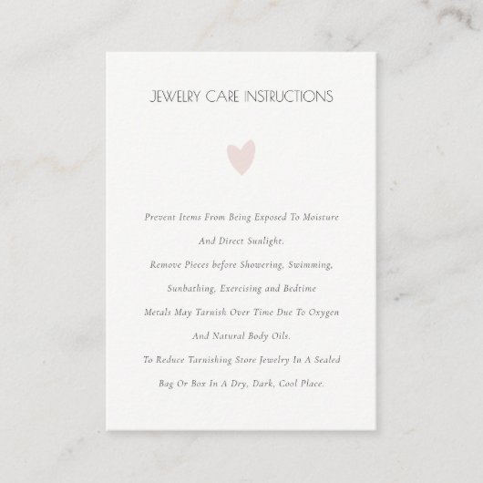 エレガントミニマルシンプル赤面ハート気にジュエリー 名刺 (正面)