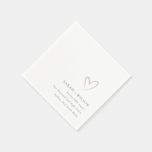 エレガントミニマルシンプル赤面ピンクハート結婚ズ スタンダードカクテルナプキン (角)