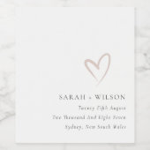 エレガントミニマルシンプル赤面ピンクハート結婚ズ ワインラベル (シングルラベル)