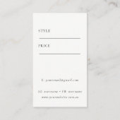エレガントミニマルシンプルKraftホワイトプライスラベル名 名刺 (裏面)