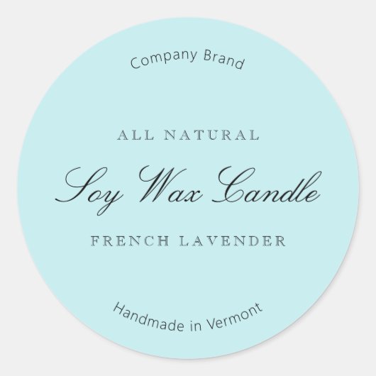 エレガントミニマルシンプルLight Blue Candle Label ラウンドシール (正面)