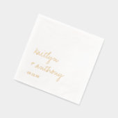 エレガントミニマルシンプルScript結婚の 箔ナプキン (左)