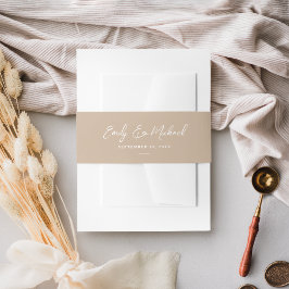 エレガントミニマルシンプルTaupe結婚 Scriptの 招待状ベリーバンド