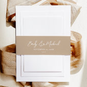 エレガントミニマルシンプルTaupe結婚 Scriptの 招待状ベリーバンド