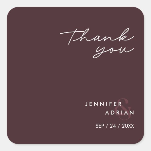 エレガントミニマルシ結婚ルモダンドブラウン スクエアシール (正面)