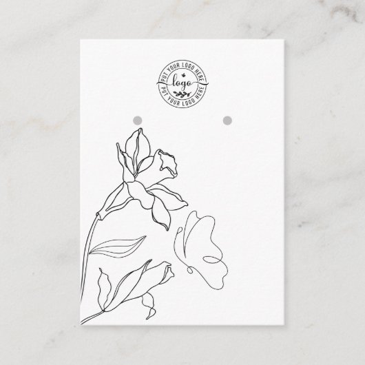 エレガントミニマルジュエリーイヤリング表示カード 名刺 (正面)