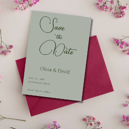 エレガントミニマルセージ結婚グリーン 招待状