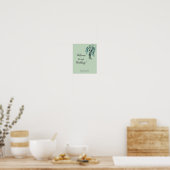 エレガントミニマルセージ緑ウィロー結婚枝 ポスター (キッチン)