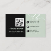 エレガントミニマルセージ緑モノグラムイニシャル 名刺 (裏面)