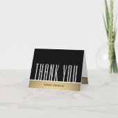 エレガントミニマルタイポグラフィ白黒と金ゴールド サンキューカード (正面)