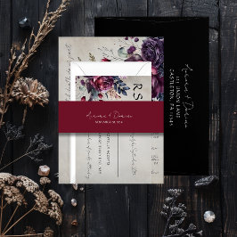 エレガントミニマルタイポグラフィ結婚レッド 招待状ベリーバンド