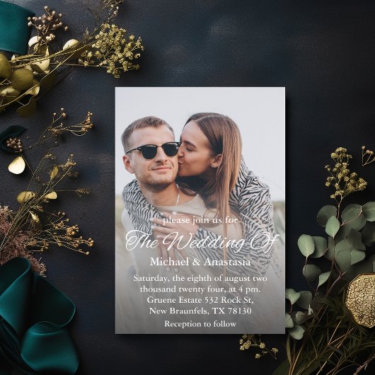 エレガントミニマルタイポグラフィ結婚写真 招待状