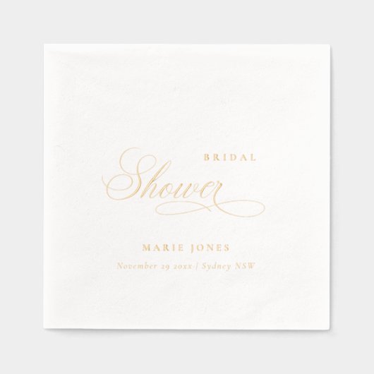 エレガントミニマルタイポグラフィ・スクリプトブライダルシャワー 箔ナプキン