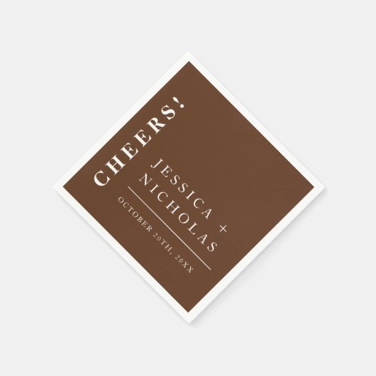 エレガントミニマルダークモダン結婚ブラウン スタンダードカクテルナプキン (角)