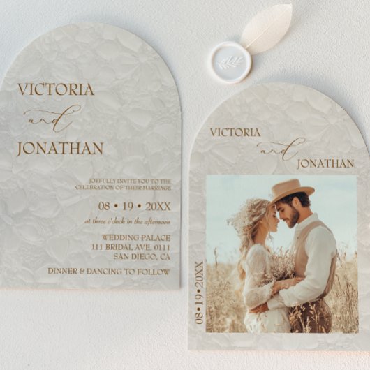 エレガントミニマルテラコッタニュートラル結婚ズ 招待状