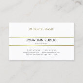 エレガントミニマルデザイン金ゴールドホワイトトレンディー 名刺 (裏面)