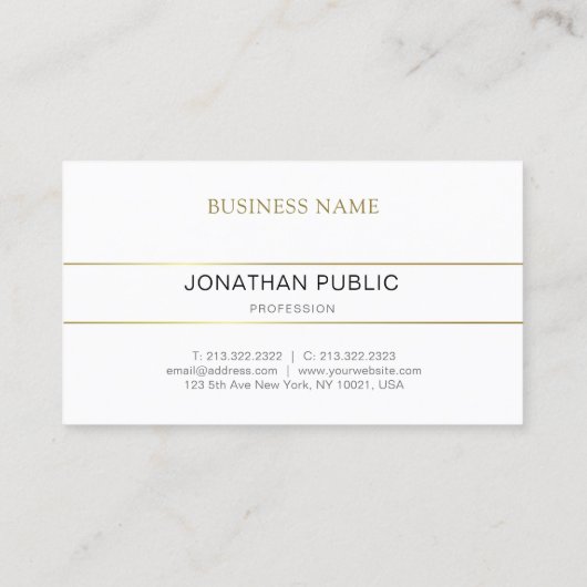 エレガントミニマルデザイン金ゴールドホワイトトレンディー 名刺 (裏面)