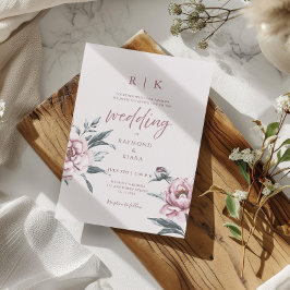 エレガントミニマルデュスキーピンク牡丹フローラ結婚ズ 招待状
