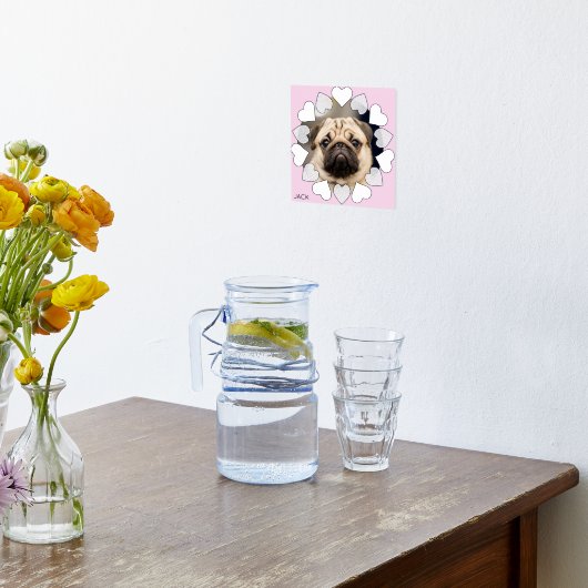 エレガントミニマルハート写真の名前の追加 箔ポスター (レイダウン (キッチン))